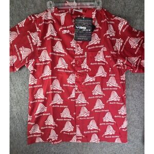 NWT Platinum FUBU Mens Shirt Button Up Red White Dumb Donald AOP Y2K Large
